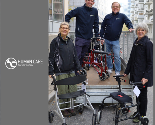 Human Care överlämnar rullatorer till Ulla och Ann-Katrin, HUG